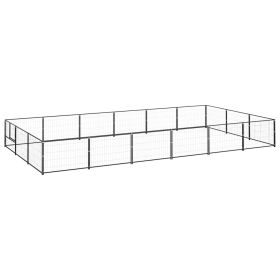 Dog Kennel Black 193.8 ftÂ² Steel (Color: black)