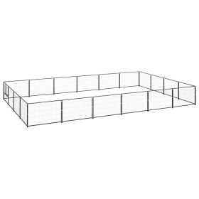 Dog Kennel Black 258.3 ftÂ² Steel (Color: black)